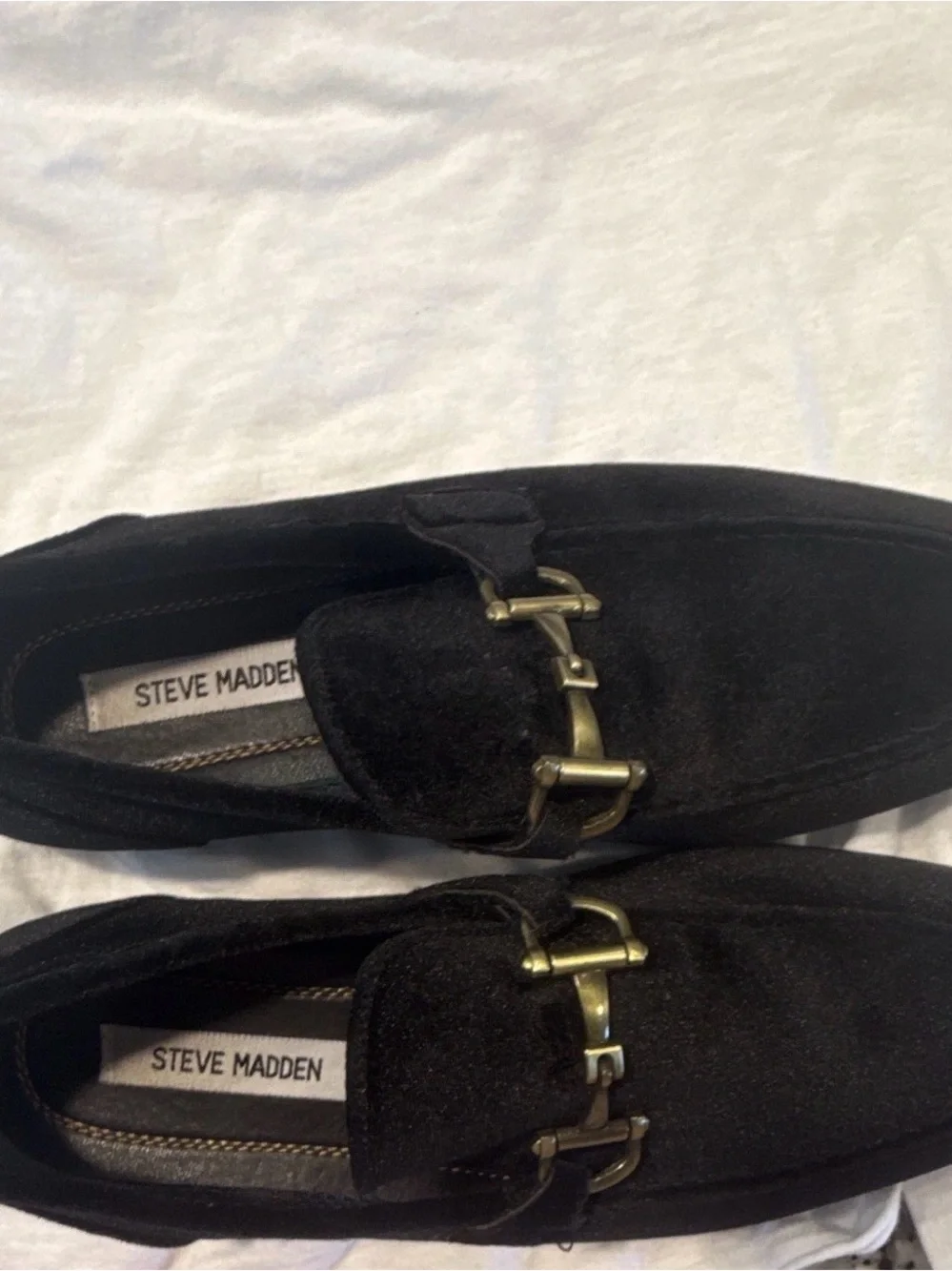 Steve Madden Black Suede Horsebit Loafers